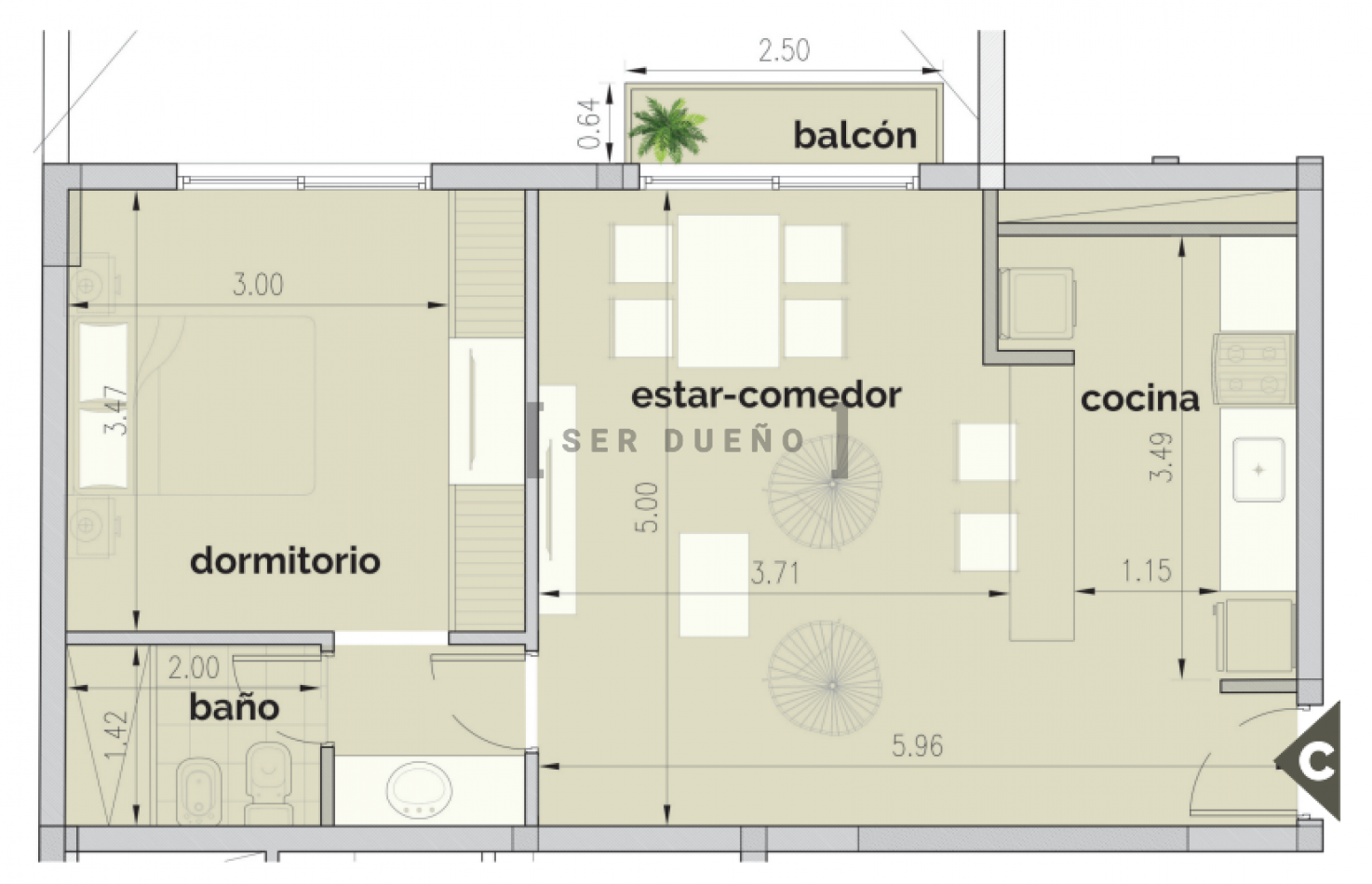 Departamento de 1 dormitorio en calle 20 de Febrero y 12 de Octubre [SER DUEÑO]