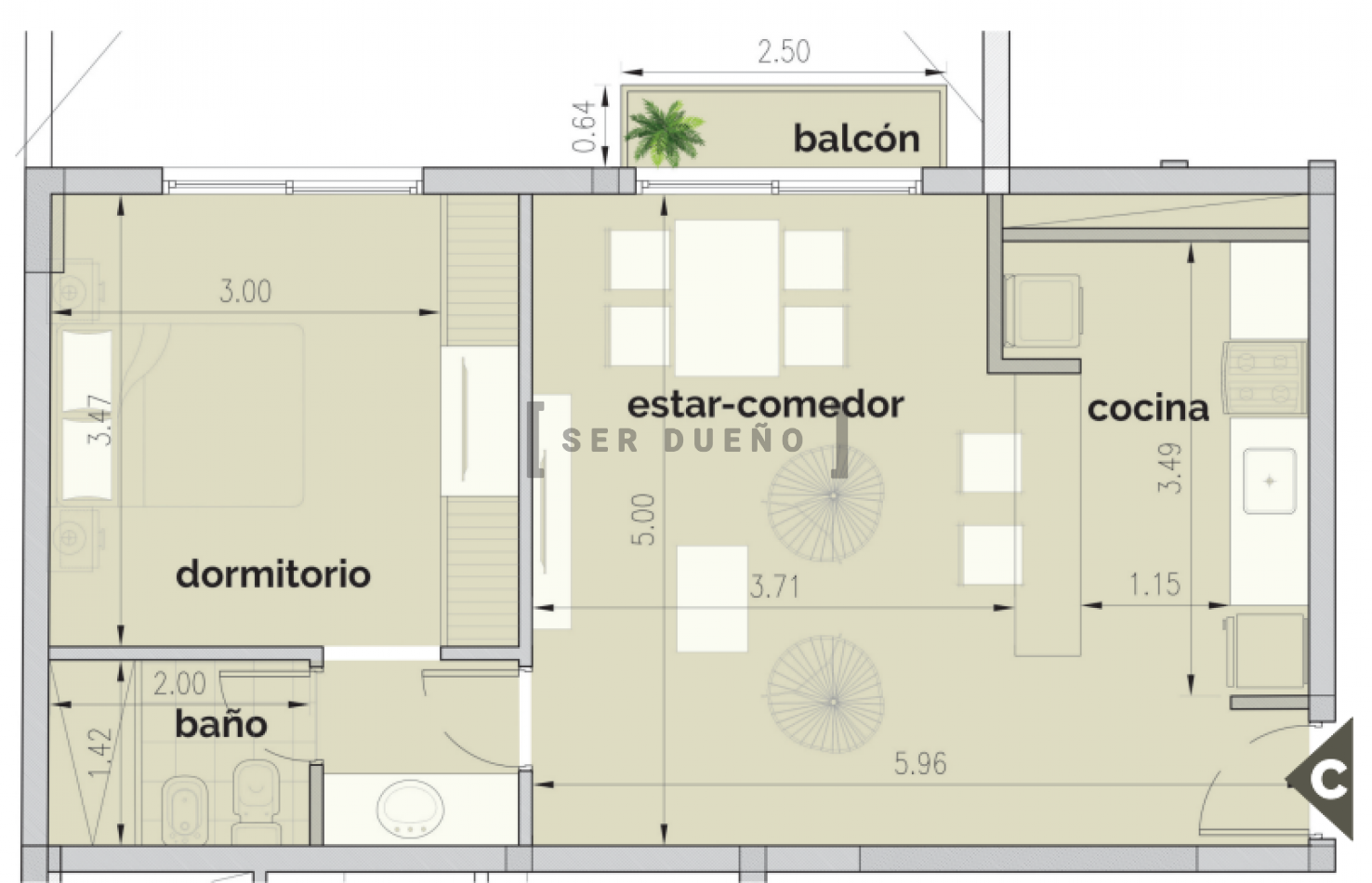 Departamento de 1 dormitorio en calle 20 de Febrero y 12 de Octubre [SER DUEÑO]