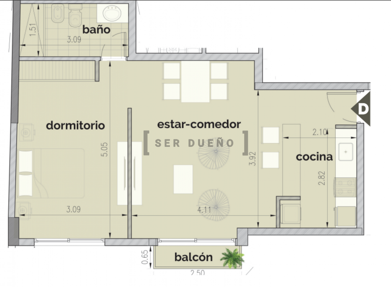 Departamento de 1 dormitorio con cochera en calle 20 de Febrero y 12 de Octubre [SER DUEÑO]co