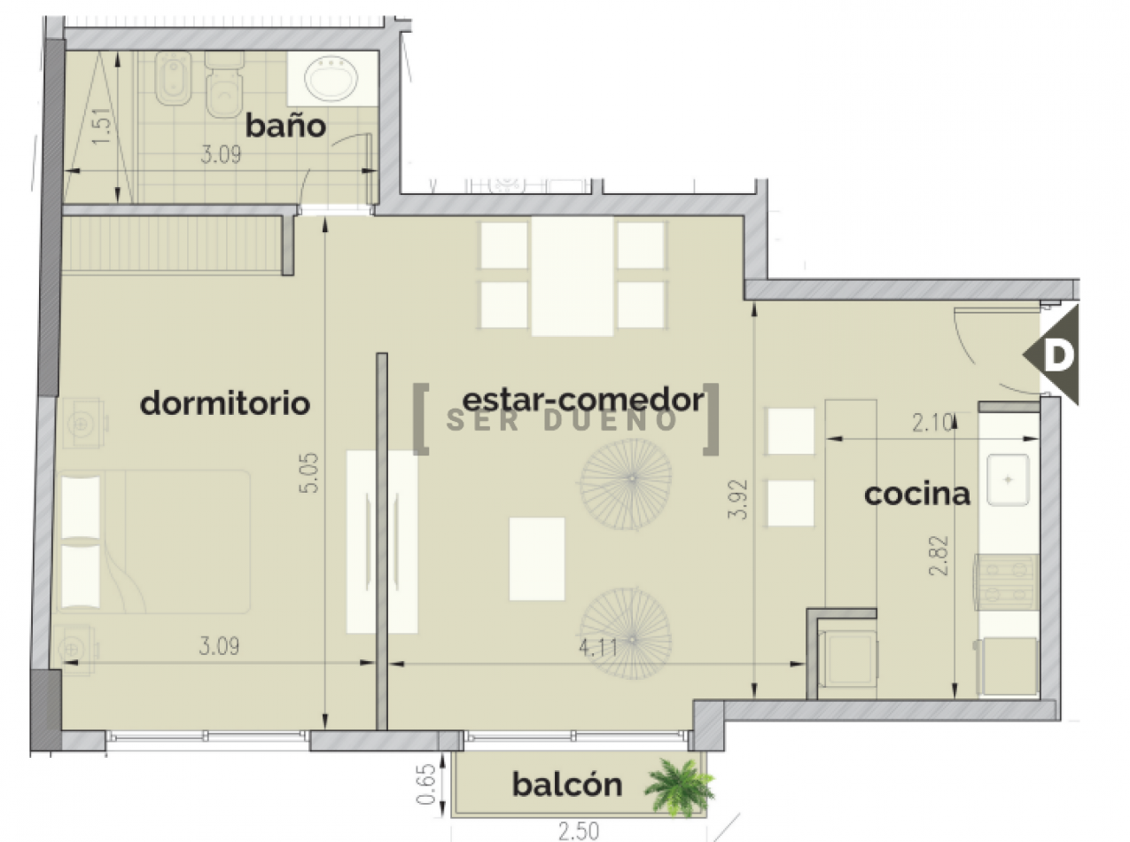 Departamento de 1 dormitorio en calle 20 de Febrero y 12 de Octubre [SER DUEÑO]