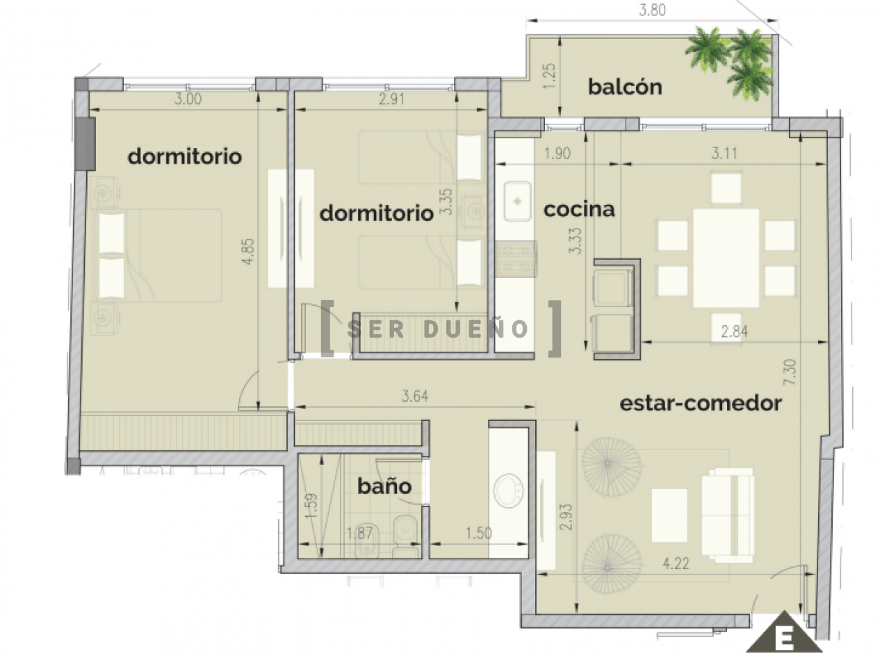 Departamento de 2 dormitorios con cochera en calle 20 de Febrero y 12 de Octubre [SER DUEÑO]